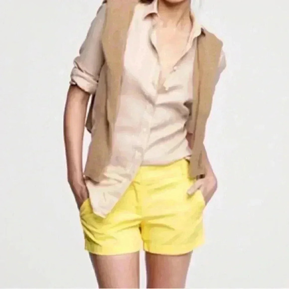 Yellow J. Crew Chino Shorts Cotton Size 000 - Picture 3 of 5
